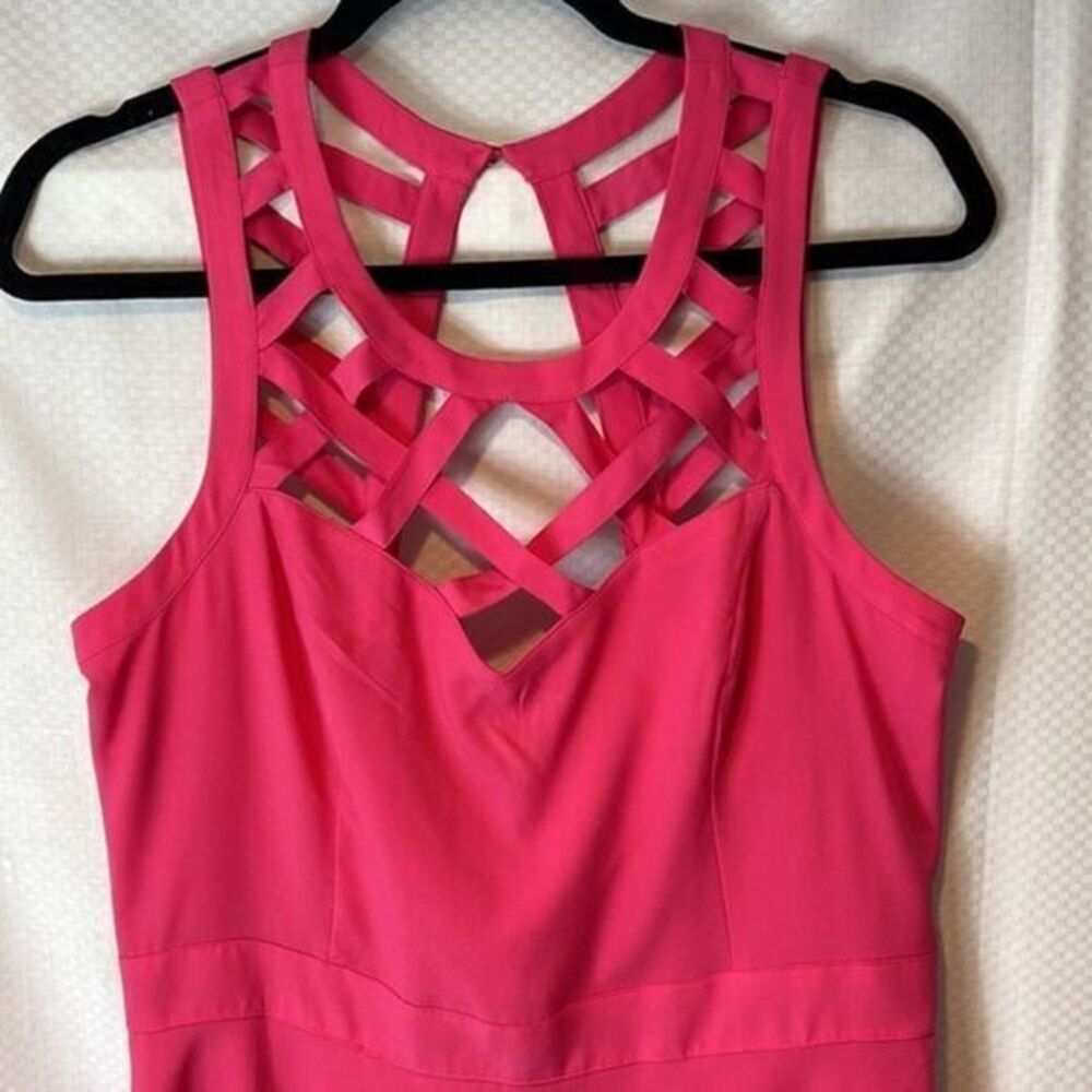 Guess Women's Lauren Pink Sleeveless Cage Yoke A-Line Dress Size 14 RefHHH - Picture 2 of 9